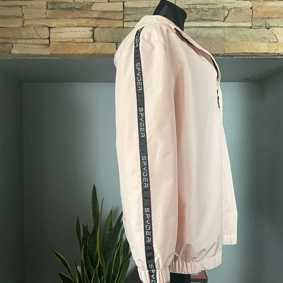 SPYDER Hoodie Windbreaker Lightweight Jacket Outdoor Athletic Pink Black XL - Picture 4 of 11